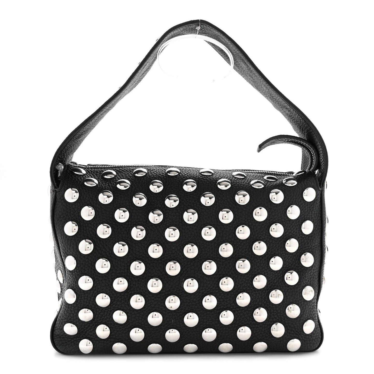 Pebbled Sport Calfskin Studded Elena Black