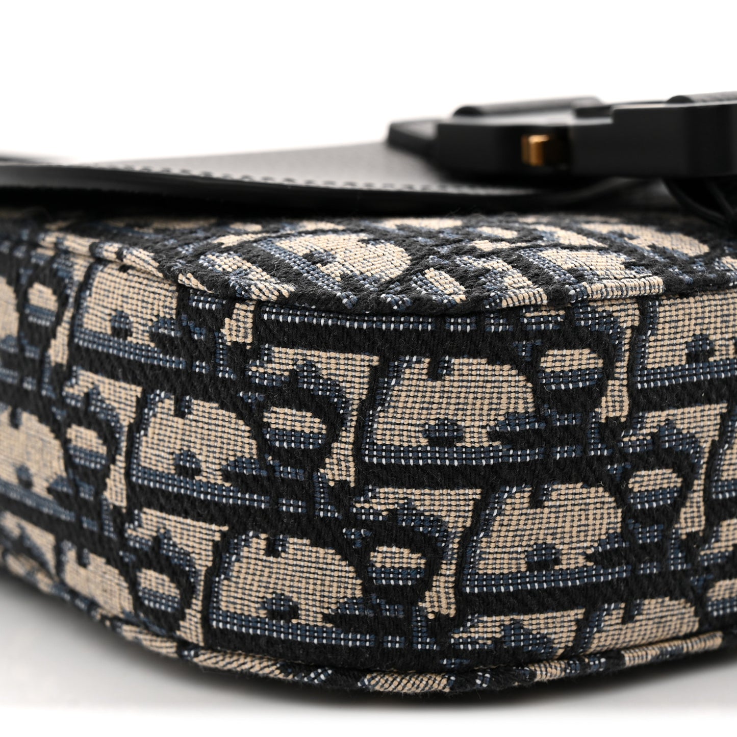 Grained Calfskin Oblique Mini Saddle Messenger Bag With Flap Beige Black