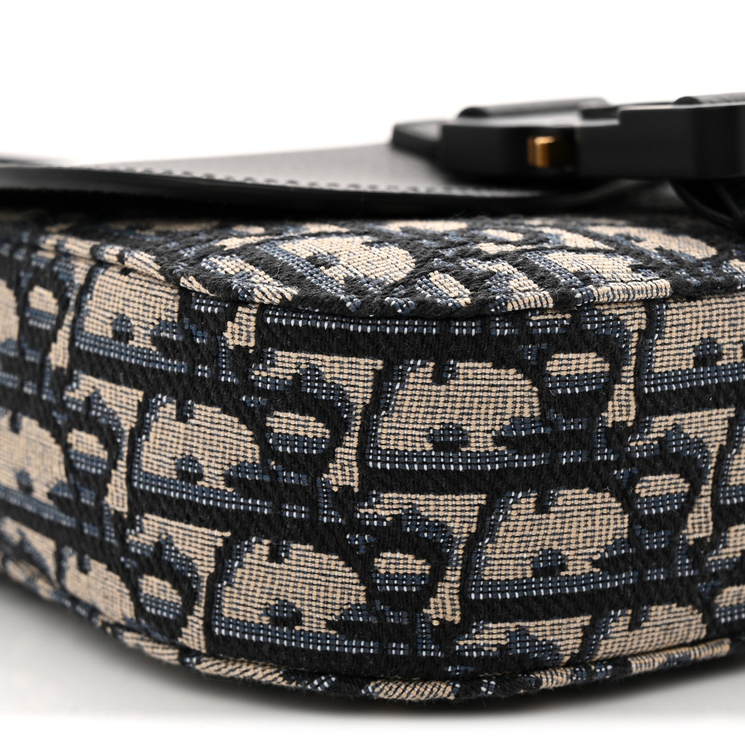 Christian Dior Grained Calfskin Oblique Mini Saddle Messenger Bag With Flap Beige Black 9 of 10