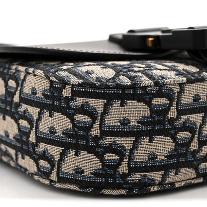Christian Dior Grained Calfskin Oblique Mini Saddle Messenger Bag With Flap Beige Black 9 of 10