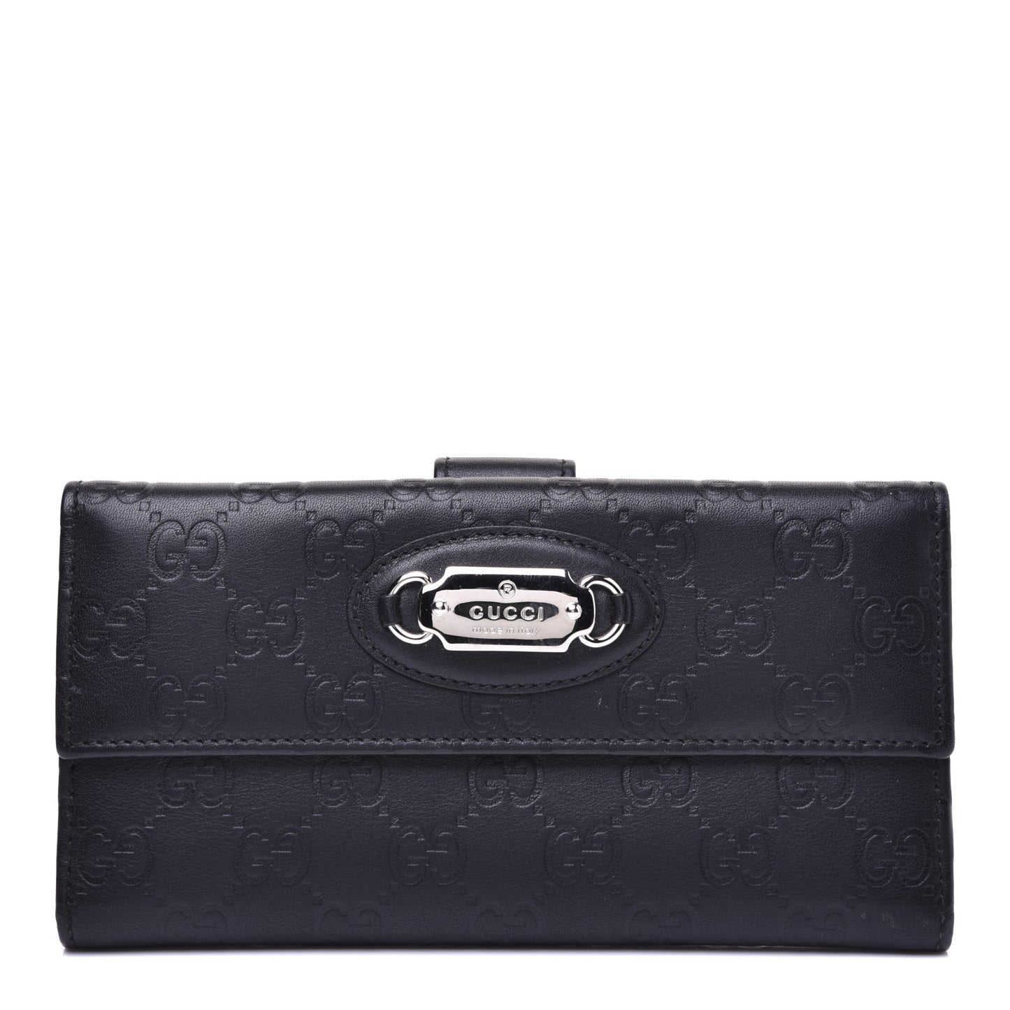 Guccissima Punch Continental Flap Wallet Black