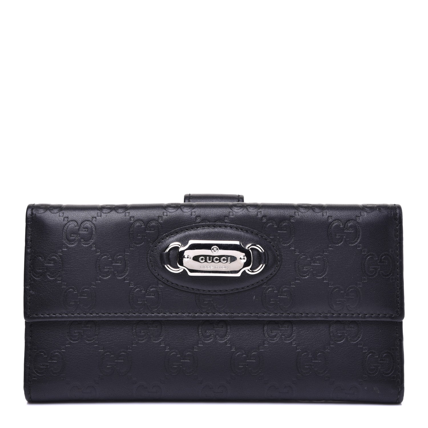 Gucci Guccissima Punch Continental Flap Wallet Black 1 of 17