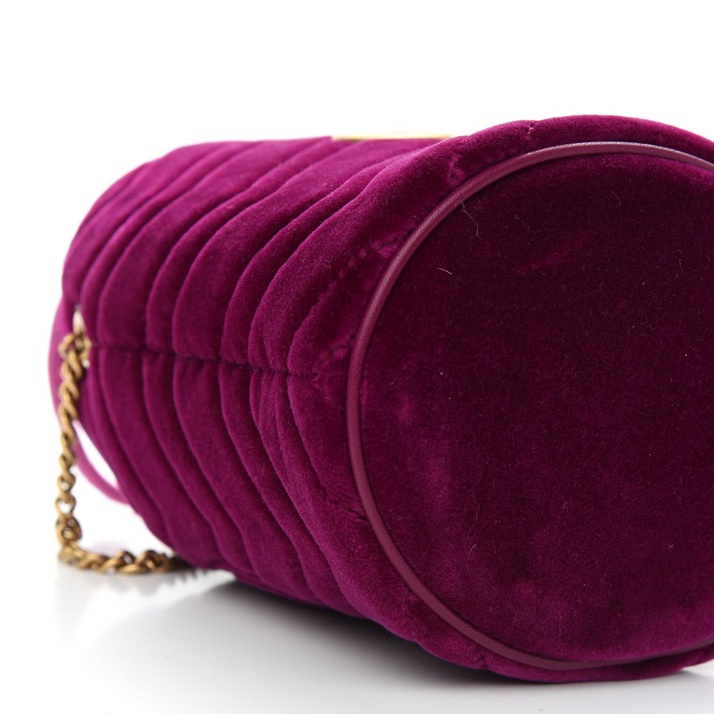 Velvet Matelasse Mini GG Marmont 2.0 Bucket Bag Fuchsia Violet Cyclamen