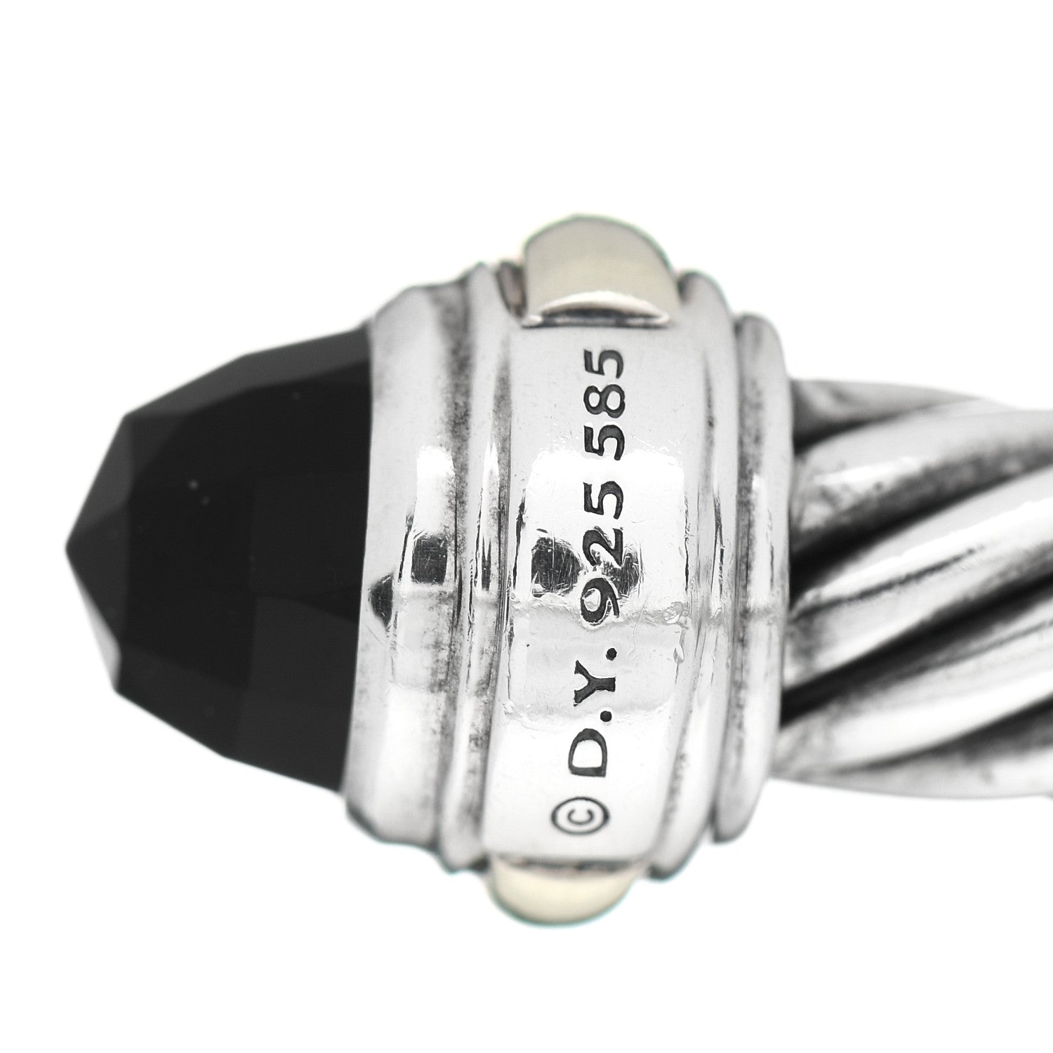 David Yurman Sterling Silver 14K Yellow Gold Black Onyx 7mm Cable Classics Bracelet 4 of 4