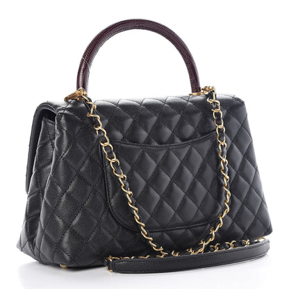 Chanel Caviar Lizard Quilted Small Coco Handle Flap Black 4 of 10