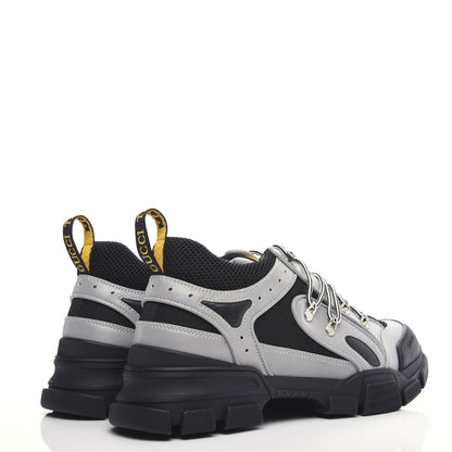 Gucci X SEGA Mesh Technical Canvas Calfskin Reflective Mens Flashtrek Sneakers 11 Silver Black 4 of 9