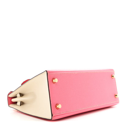 Hermes Epsom Bi-Color Horseshoe Kelly Sellier 25 Rose Azalee Craie 4 of 13