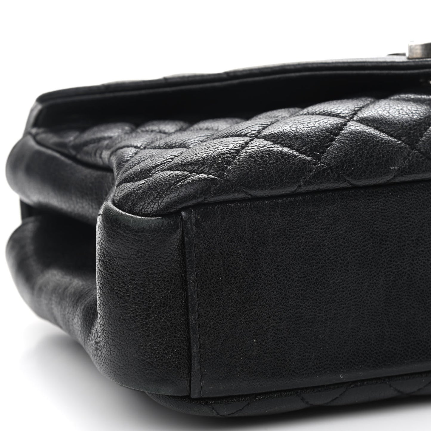Sheepskin Tri-Quilt Monogram Medium College Bag Black