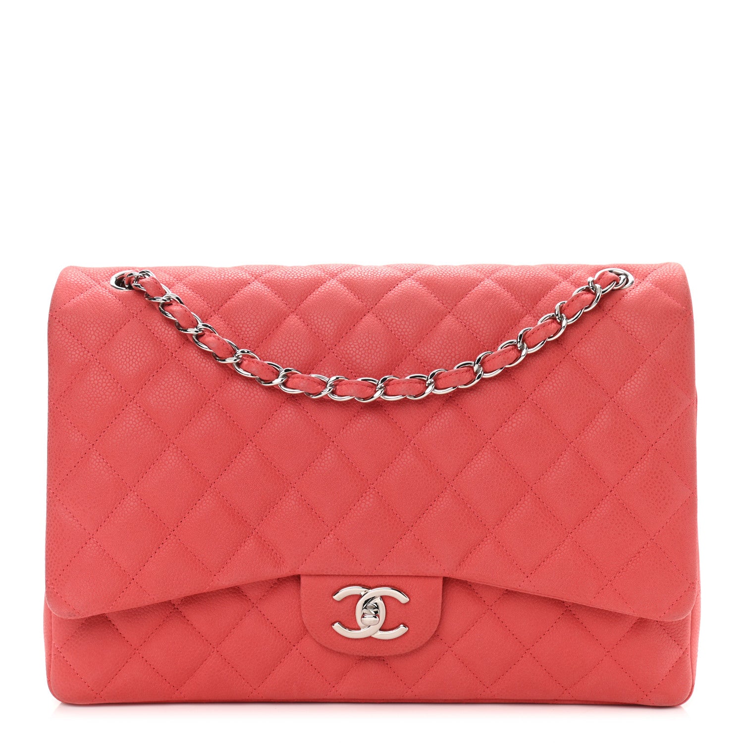 Chanel Iridescent Caviar Quilted Maxi Double Flap Dark Pink 1 of 12