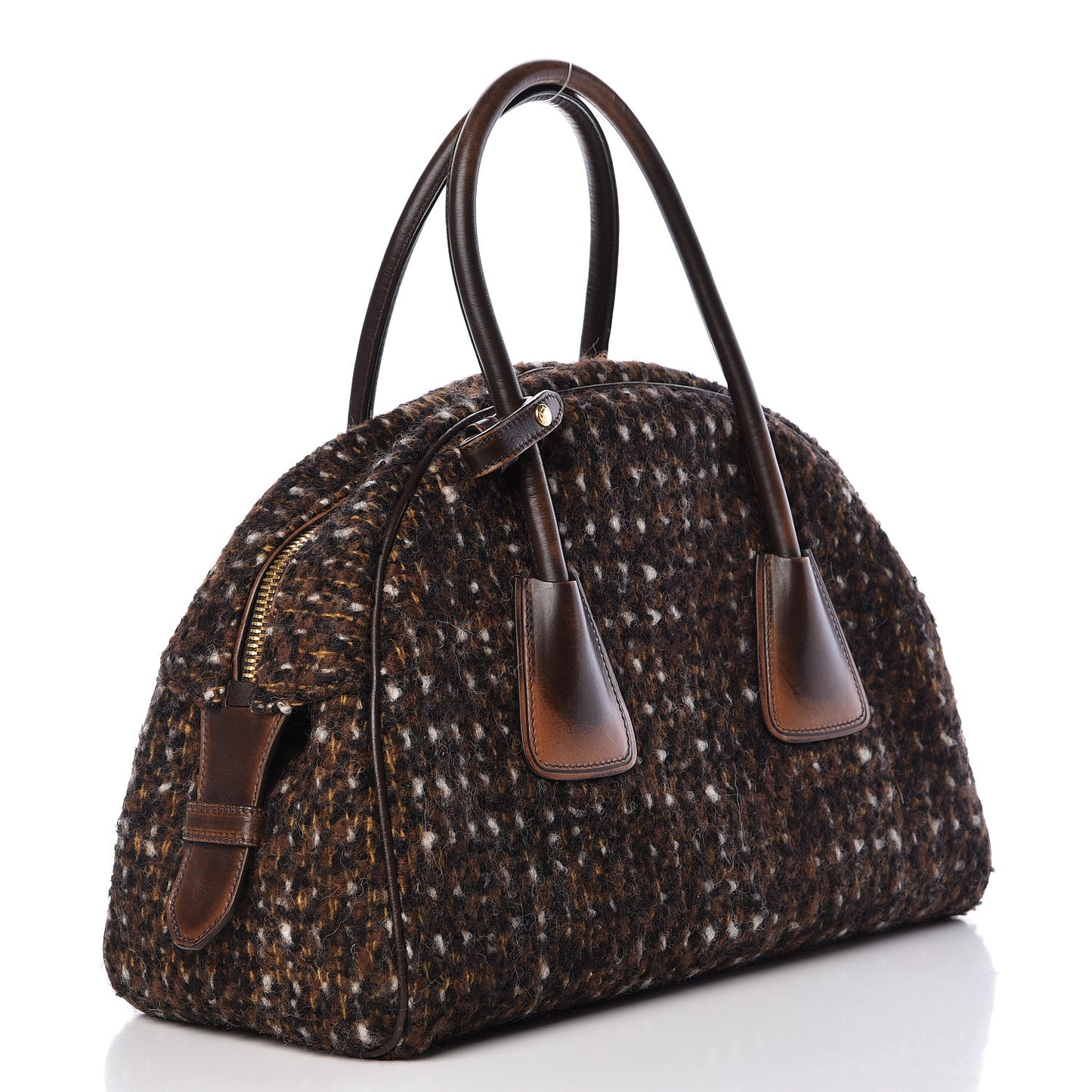 Tessuto Tweed Vitello Bowling Bag Cacao Knicker