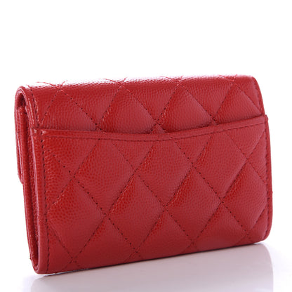 Chanel Caviar Quilted Flap Card Holder Wallet Red 3 of 9
