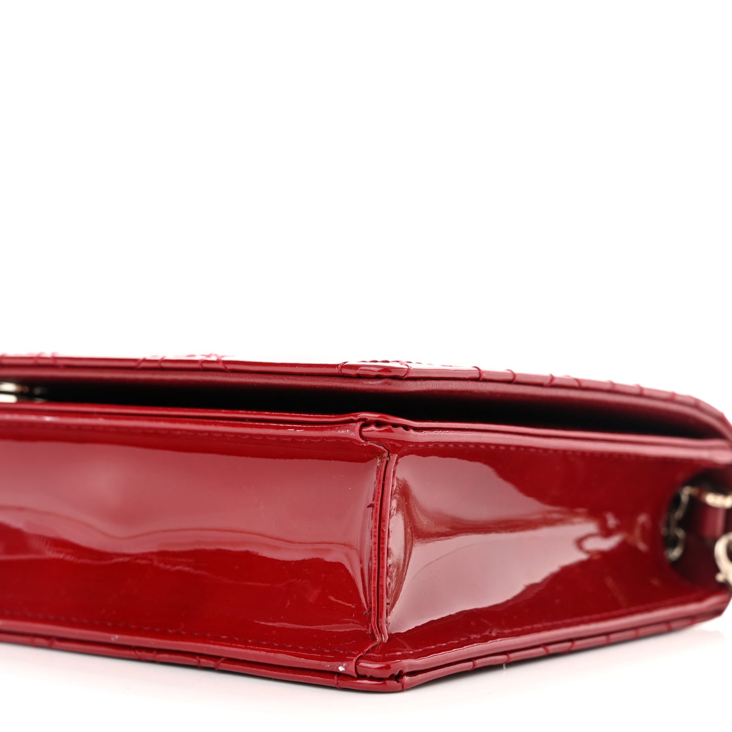 Patent Cannage Lady Dior Clutch Rouge Ceris