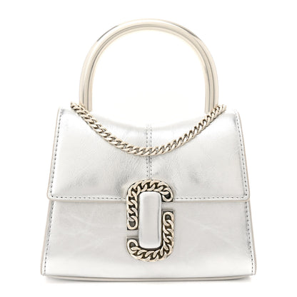 Marc Jacobs Calfskin The Metallic St. Marc Mini Top Handle Bag Silver 1 of 11