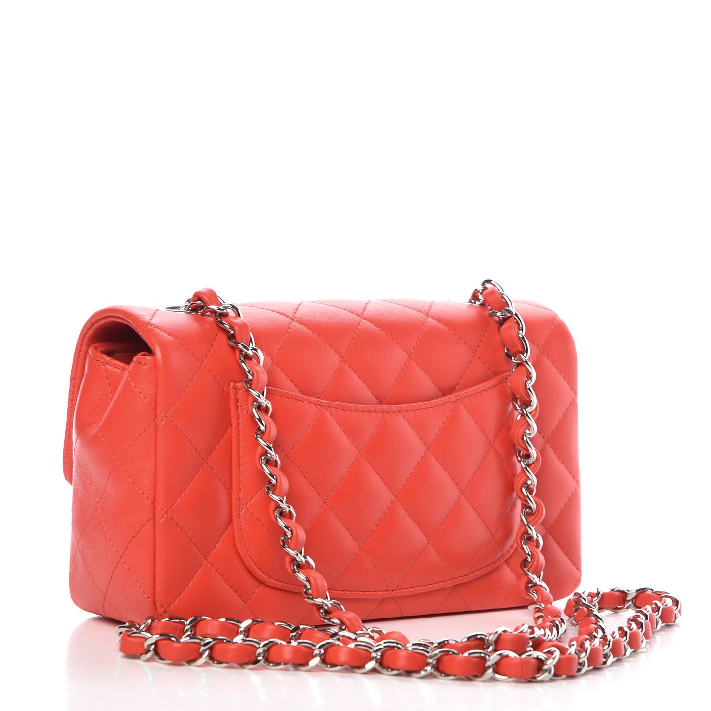 Lambskin Quilted Mini Rectangular Flap Red