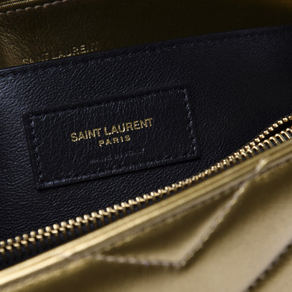 Saint Laurent Metallic Calfskin Y Quilted Small Loulou Monogram Chain Satchel Gold 6 of 10