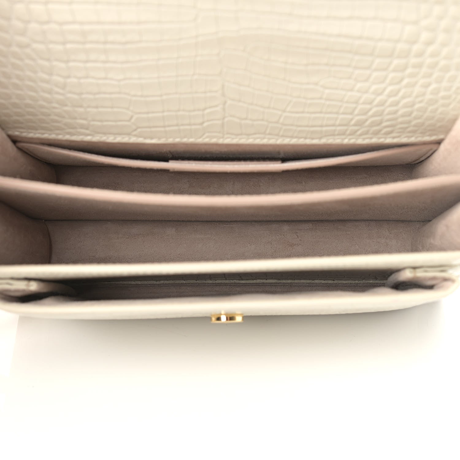 Saint Laurent Calfskin Crocodile Embossed Medium Monogram Sunset Blanc Vintage 4 of 12