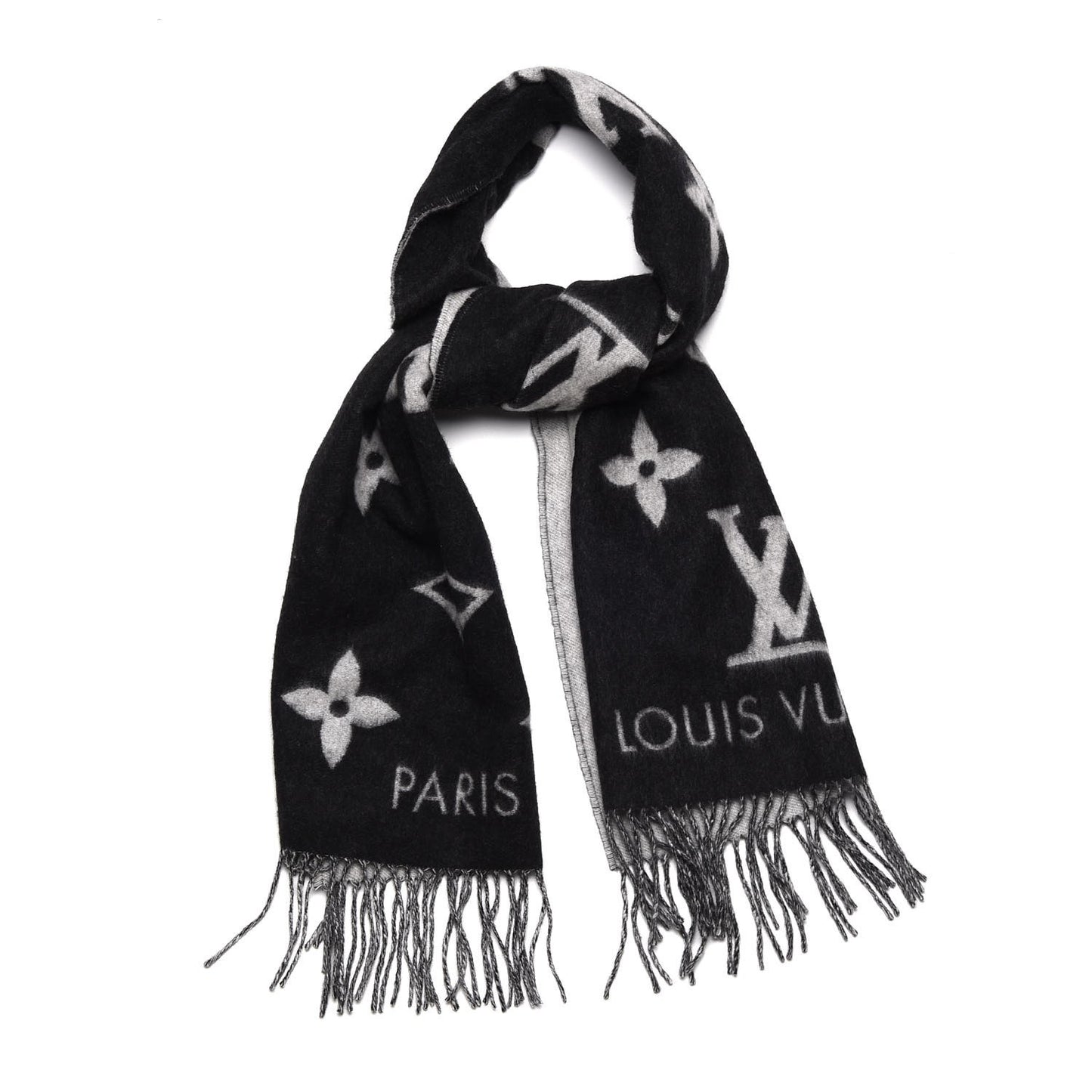 Cashmere Monogram Reykjavik Scarf Black