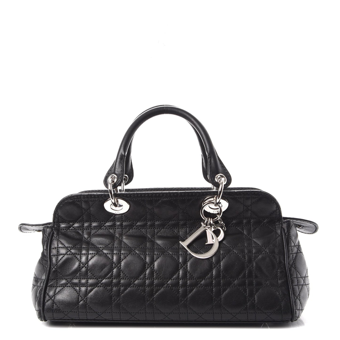 Lambskin Cannage Satchel Black