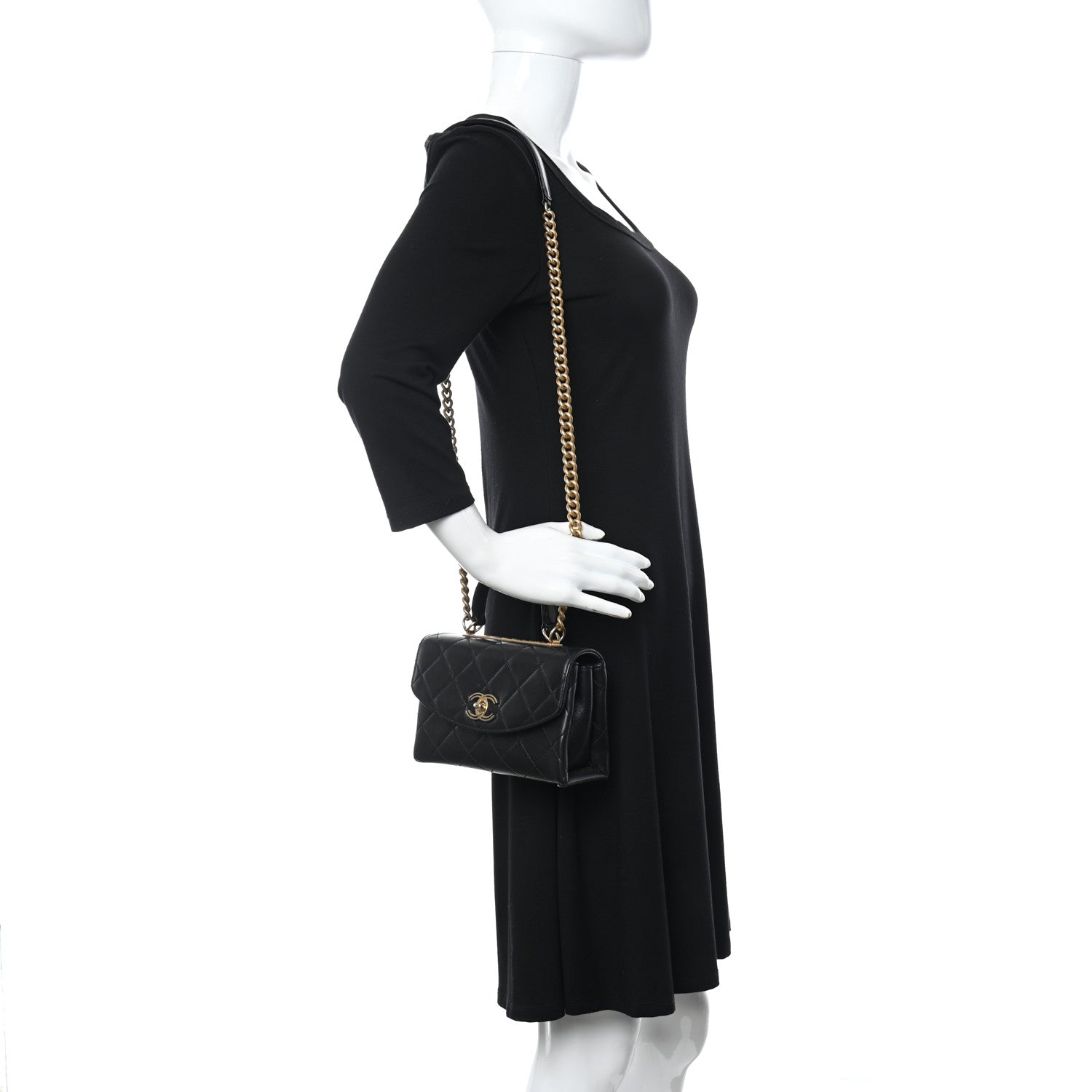 Chanel Lambskin Quilted Small Trendy Spirit Top Handle Bag Black 2 of 11