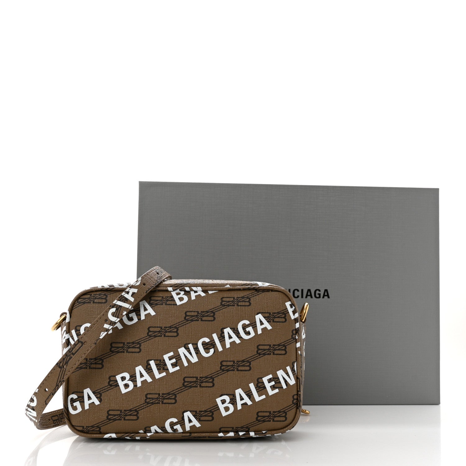 Balenciaga Coated Canvas BB Monogram Allover Logo Small Camera Bag Beige Brown Black 11 of 11
