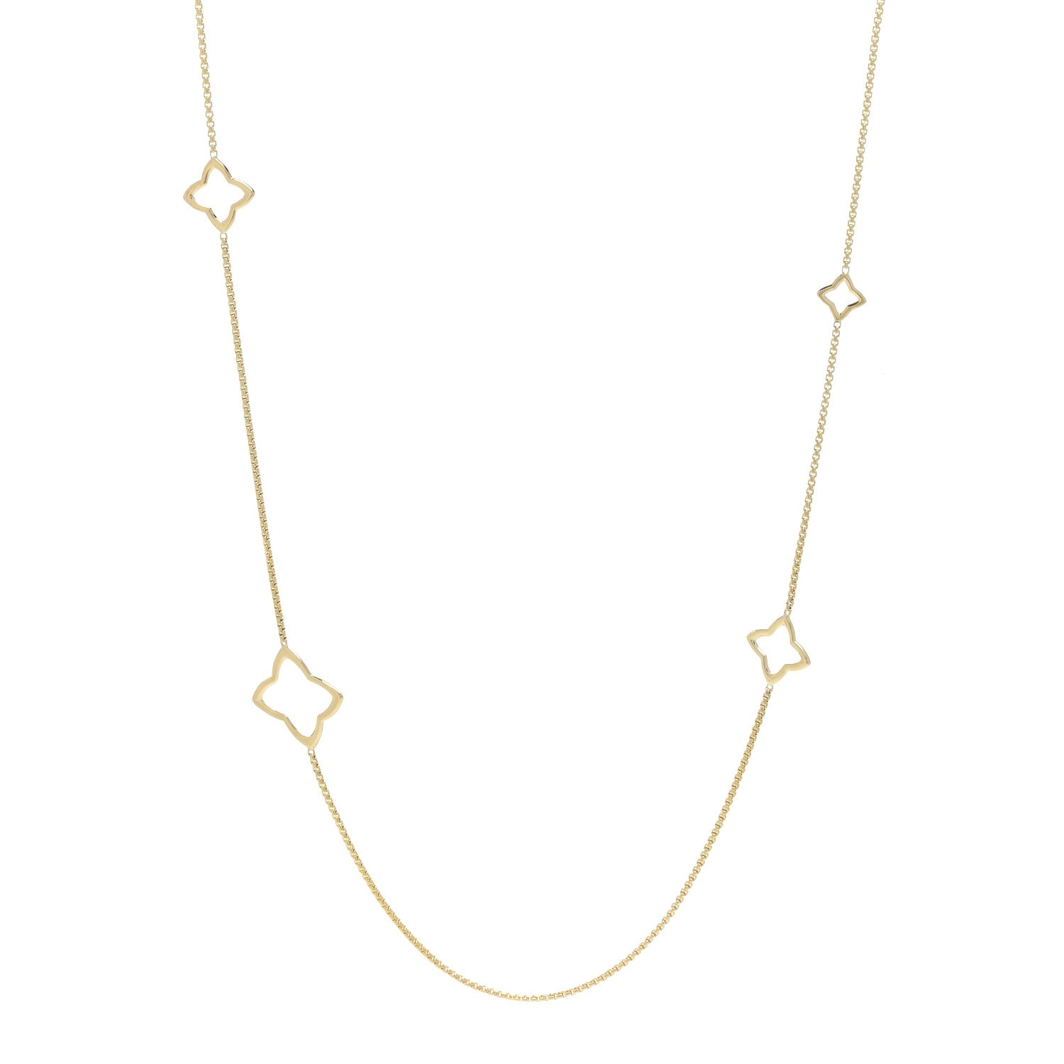 David Yurman 18K Yellow Gold Quatrefoil Station Necklace 1 of 3