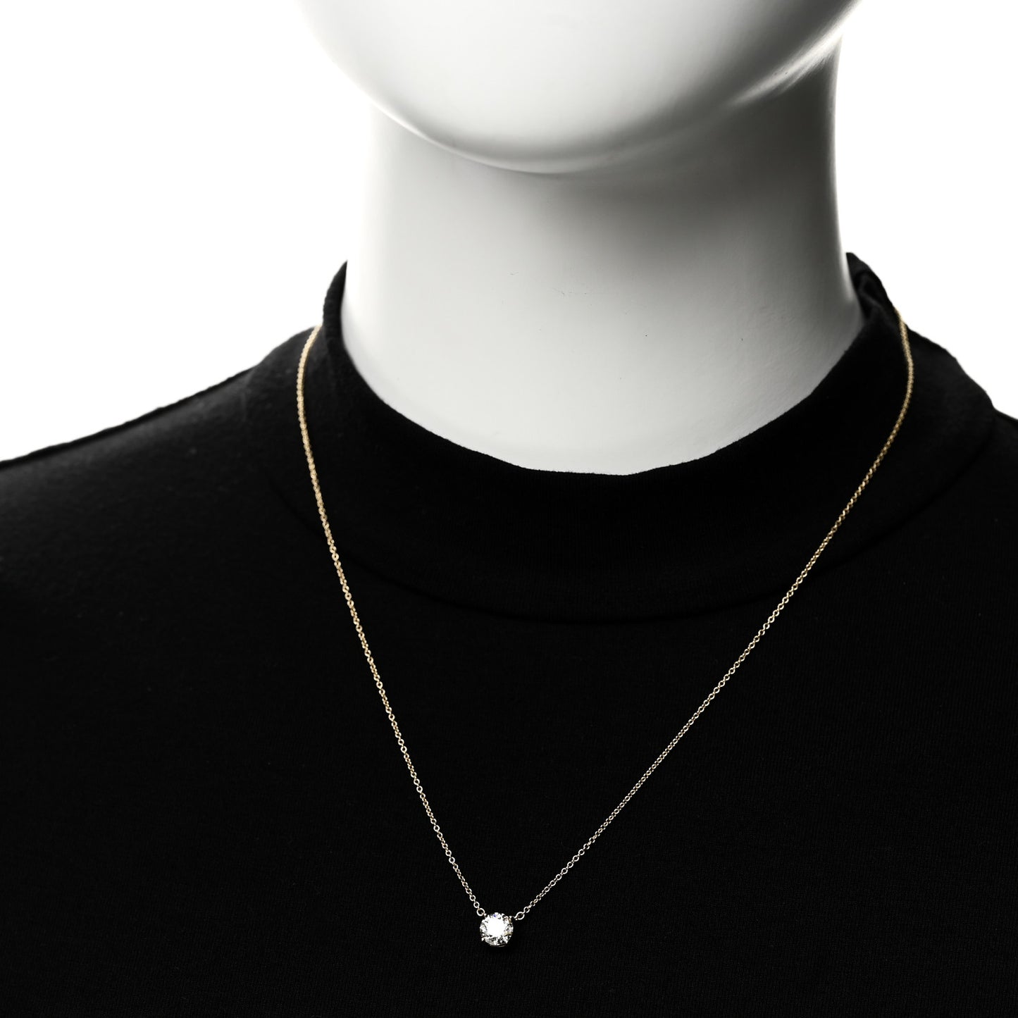 18K Yellow Gold Diamond .80ct Solitaire Pendant Necklace