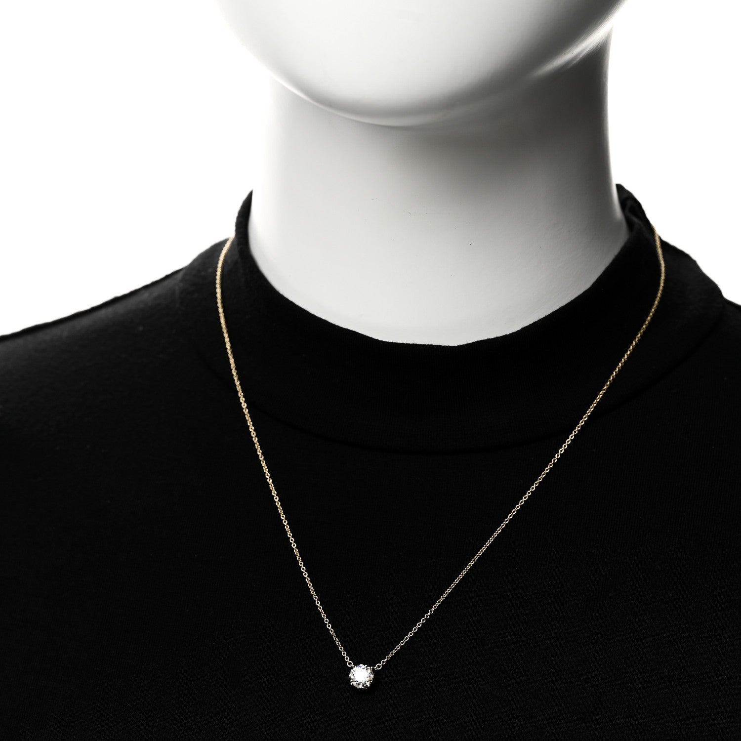 Tiffany 18K Yellow Gold Diamond .80ct Solitaire Pendant Necklace 2 of 6