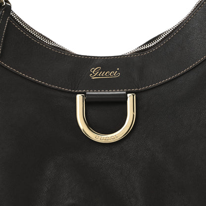 Gucci Calfskin Large D Gold Ring Hobo Chocolate 8 of 10
