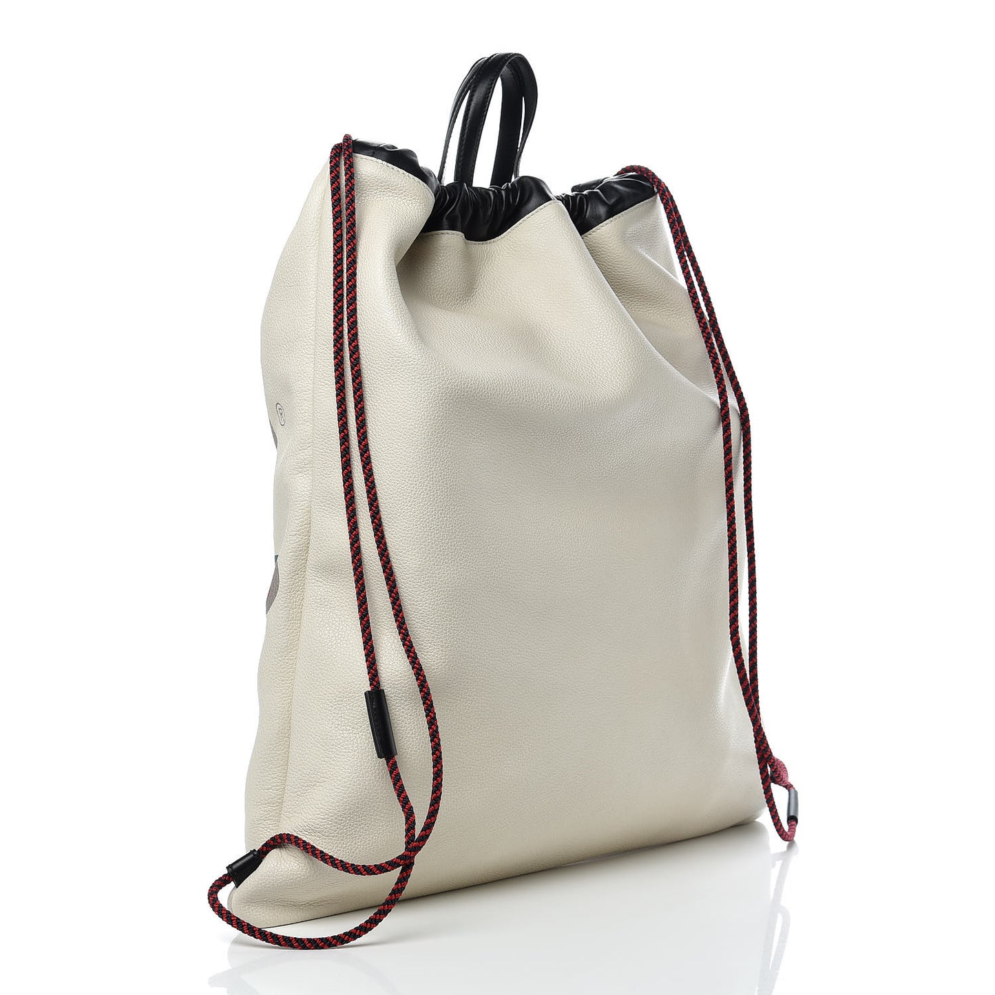 Calfskin Logo Drawstring Backpack Mystic White