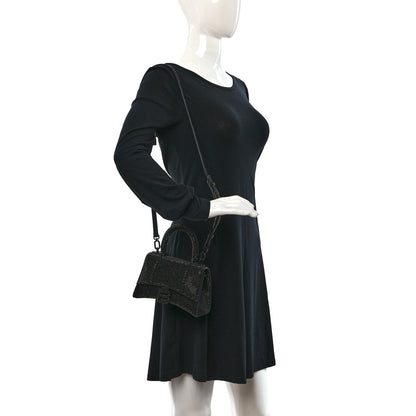 Balenciaga Strass Suede Hourglass Top Handle Bag XS Black 2 of 9