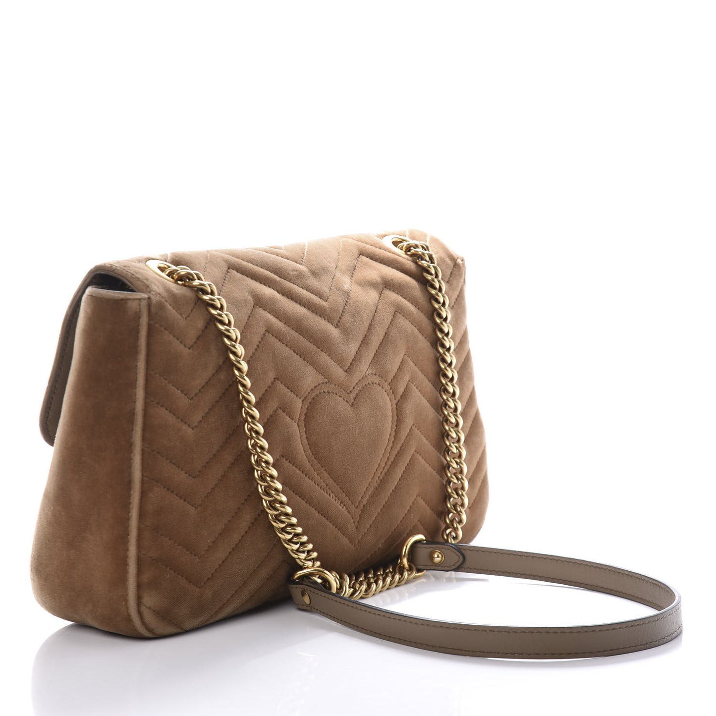 Velvet Matelasse Medium GG Marmont Shoulder Bag Taupe