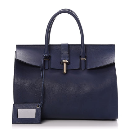Balenciaga Grained Calfskin M Tube Round Tote Bleu Nautique 1 of 9