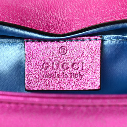 Gucci Metallic Calfskin Matelasse Mini GG Marmont Shoulder Bag Fuchsia 6 of 12