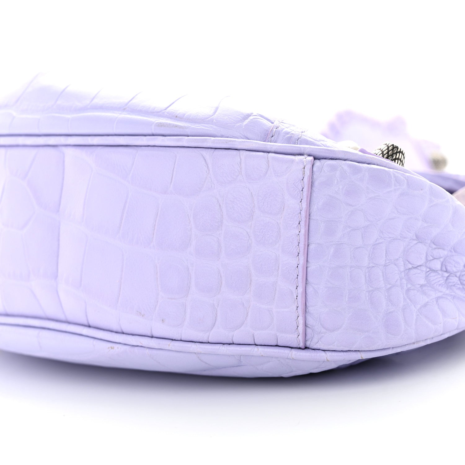Balenciaga Extra Supple Calfskin Crocodile Embossed Le Cagole Shoulder Bag XS Lilac 10 of 10