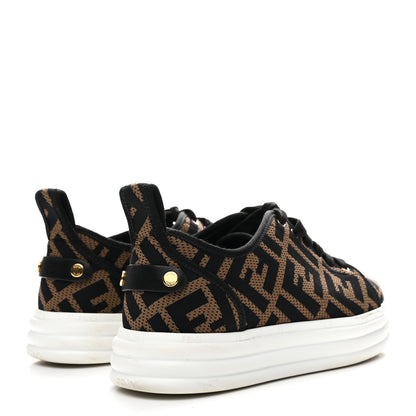 Fendi Fabric FF Micro-Perforated Rise Low Top Sneakers 36 Tobacco Black 5 of 9