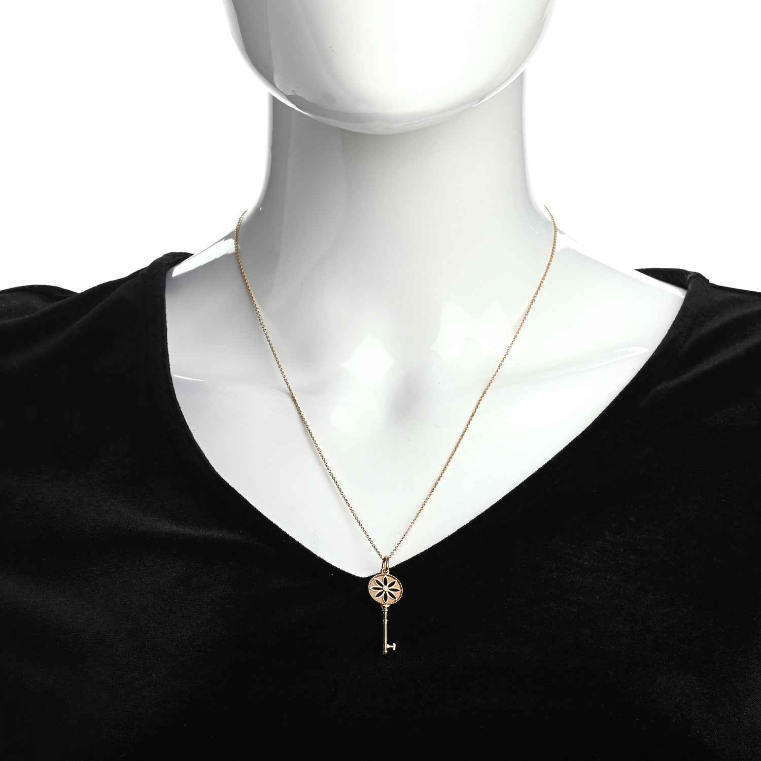 Tiffany 18K Yellow Gold Diamond Small Daisy Key Pendant Necklace 2 of 4