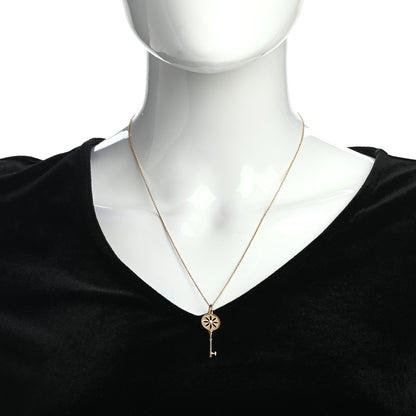 Tiffany 18K Yellow Gold Diamond Small Daisy Key Pendant Necklace 2 of 4