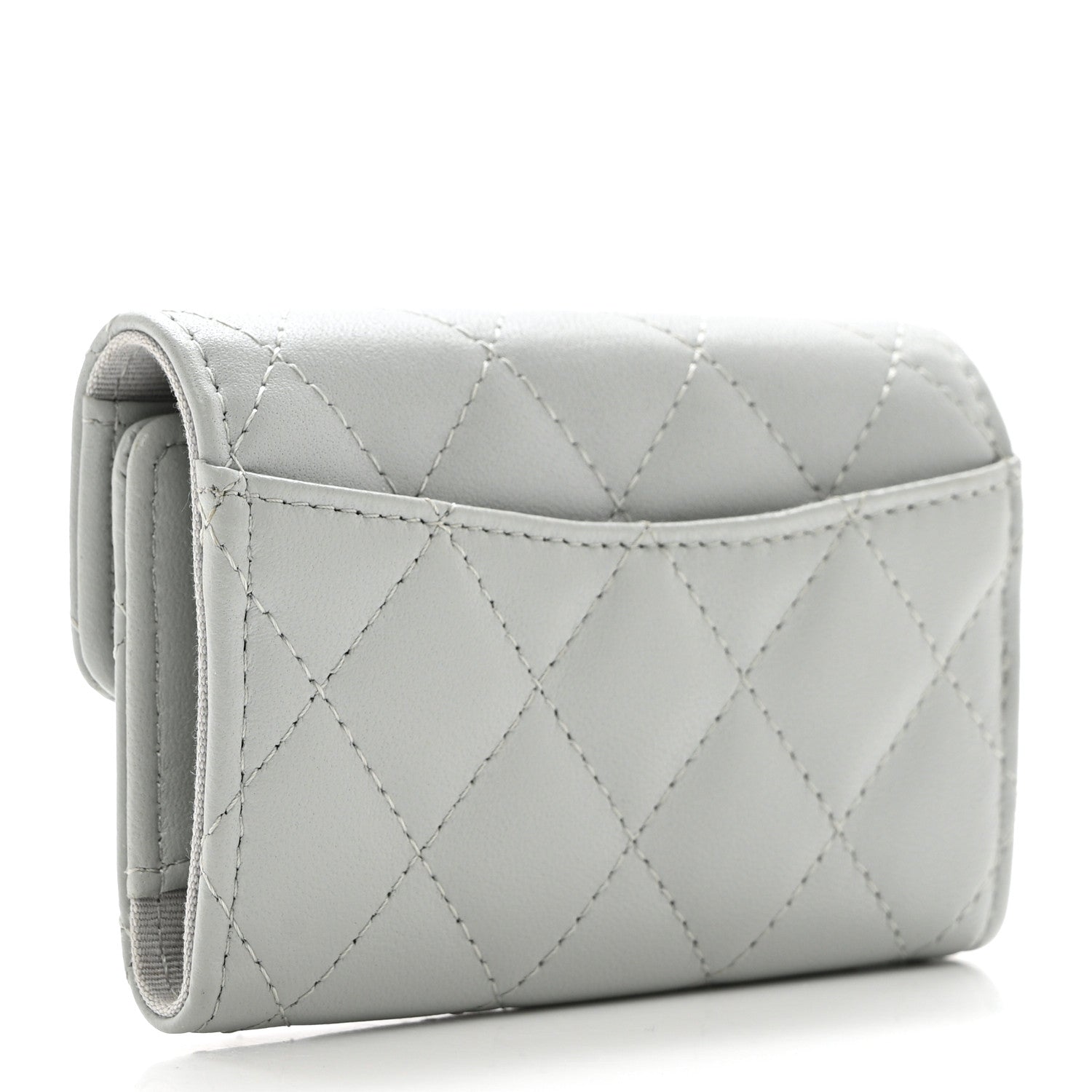 Chanel Lambskin Quilted Classic 4 Key Holder Wallet Grey 2 of 8
