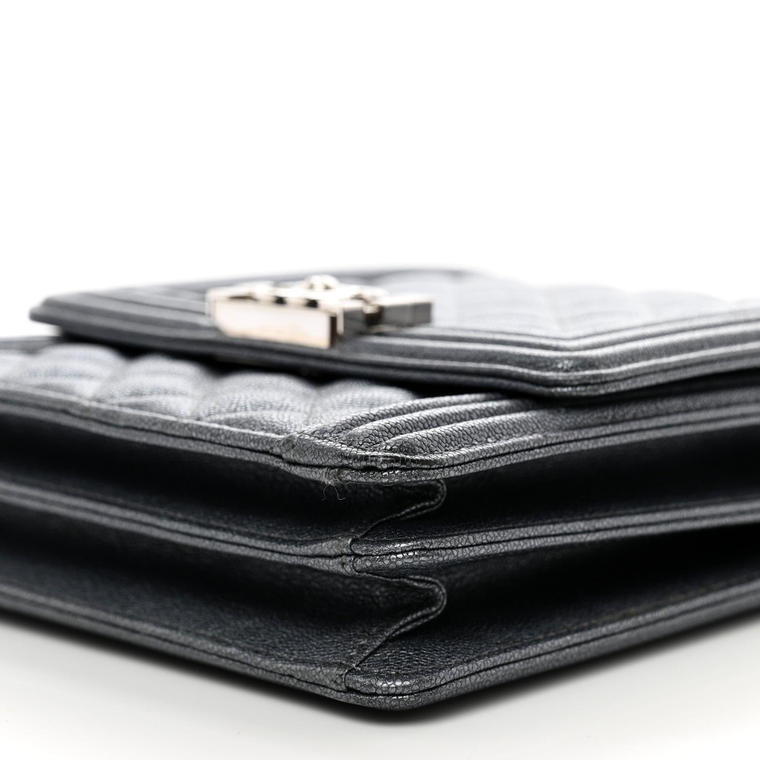 Chanel Iridescent Caviar Quilted North South Boy Flap Grey 10 of 10