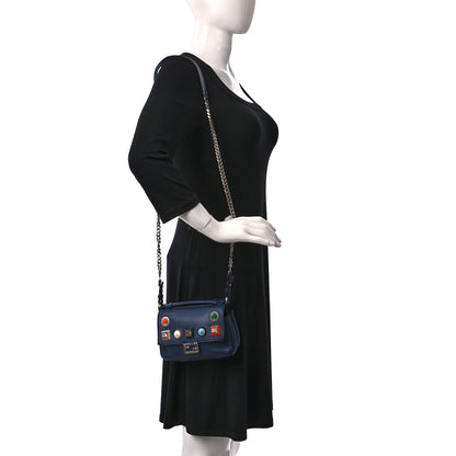 Fendi Vitello Dolce Studded Micro Double Baguette Blueberry Multicolor 2 of 8