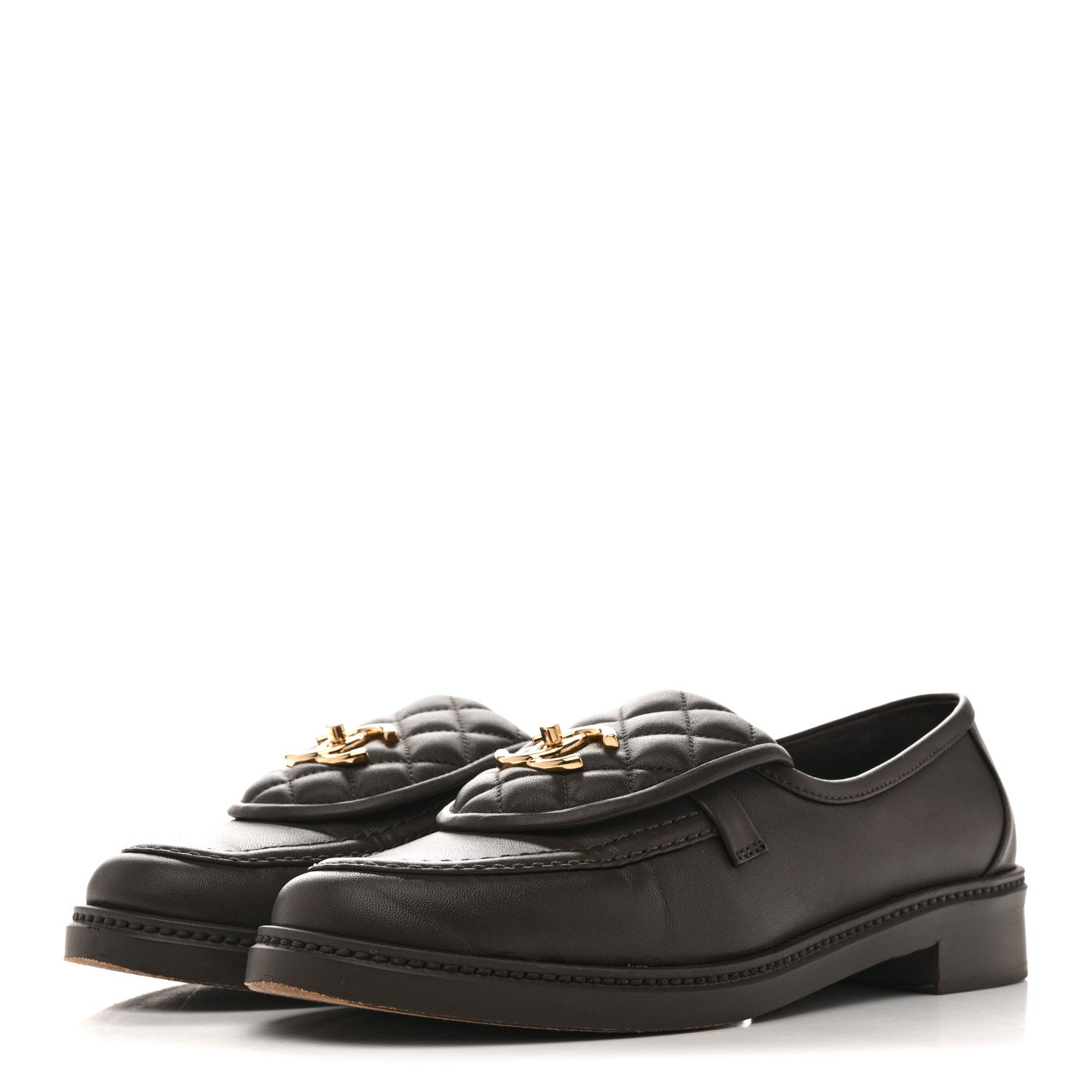 Chanel Lambskin Quilted CC Turnlock Loafers 40 Dark Brown 4 of 11