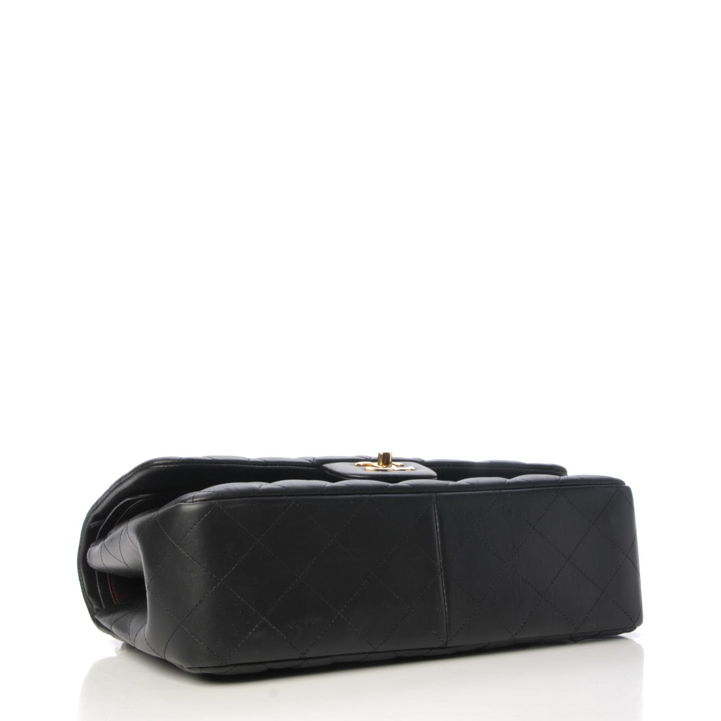Lambskin Quilted Jumbo Double Flap Black