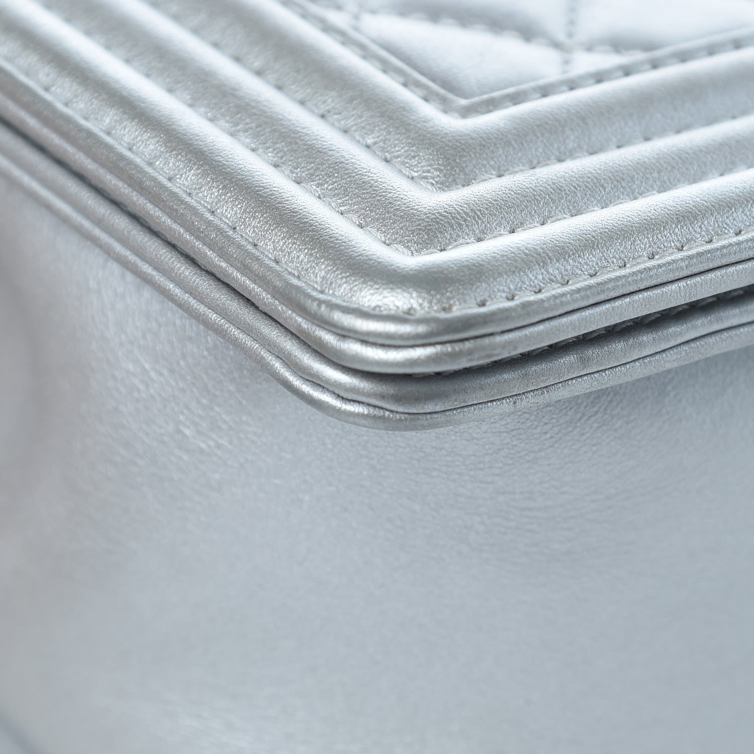 Chanel Metallic Calfskin Quilted Medium Boy Flap Silver 8 of 14