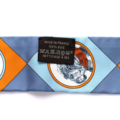 Hermes Silk Colliers Et Chiens Twilly Ciel Orange Gris Bleuete 2 of 4