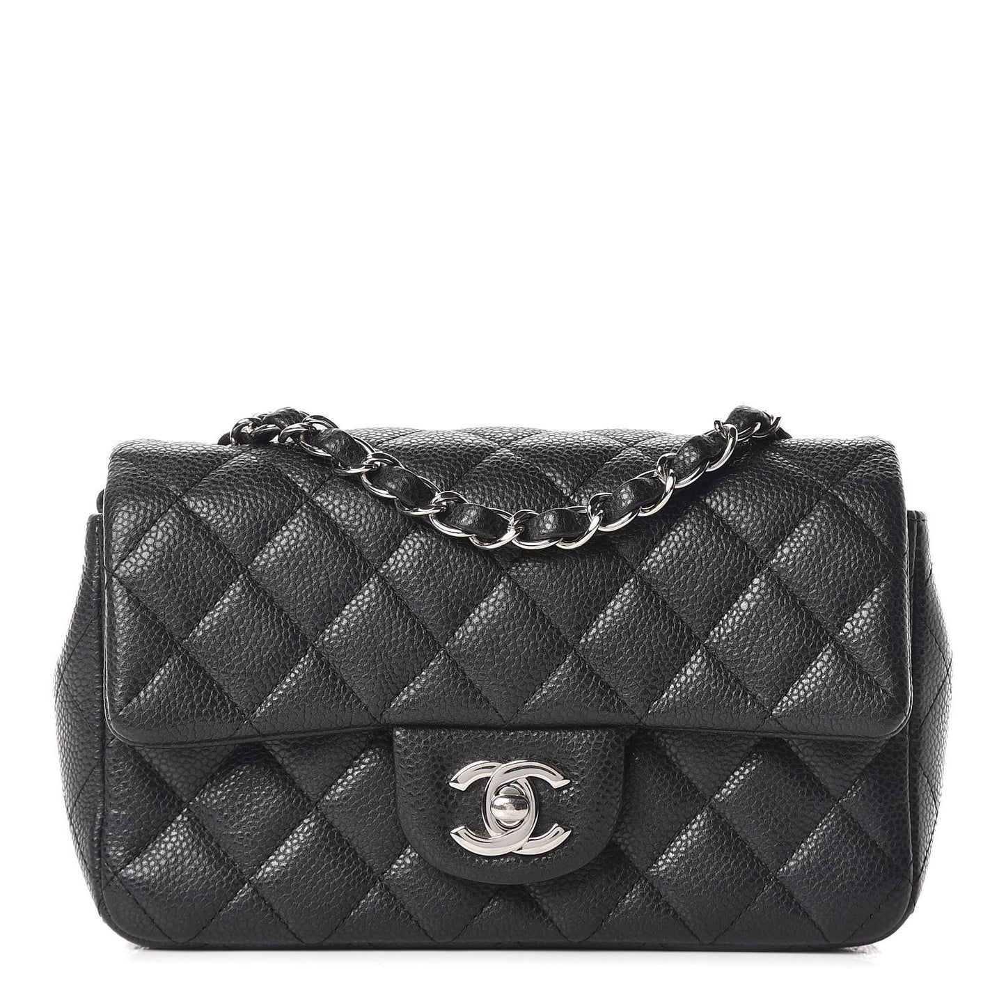 Metallic Caviar Quilted Mini Rectangular Flap Black