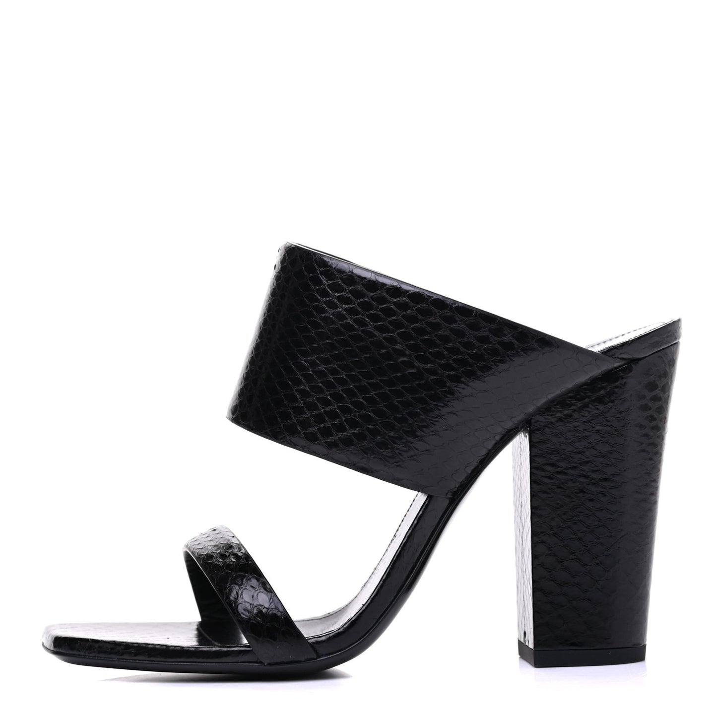 Snakeskin Oak Mule Sandals 40.5 Black