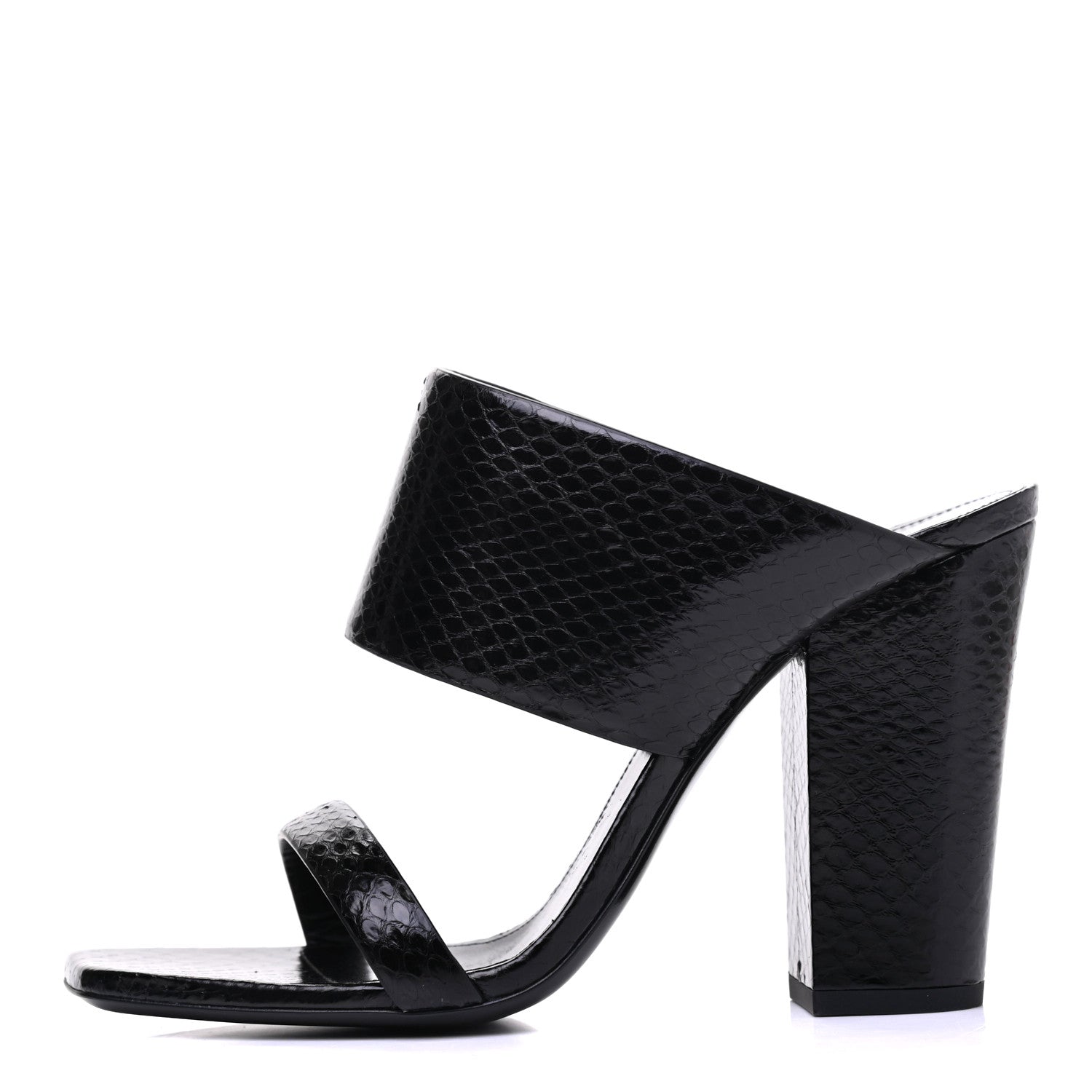 Saint Laurent Snakeskin Oak Mule Sandals 40.5 Black 1 of 12