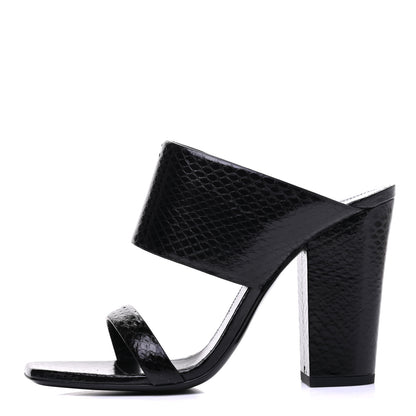 Saint Laurent Snakeskin Oak Mule Sandals 40.5 Black 1 of 12