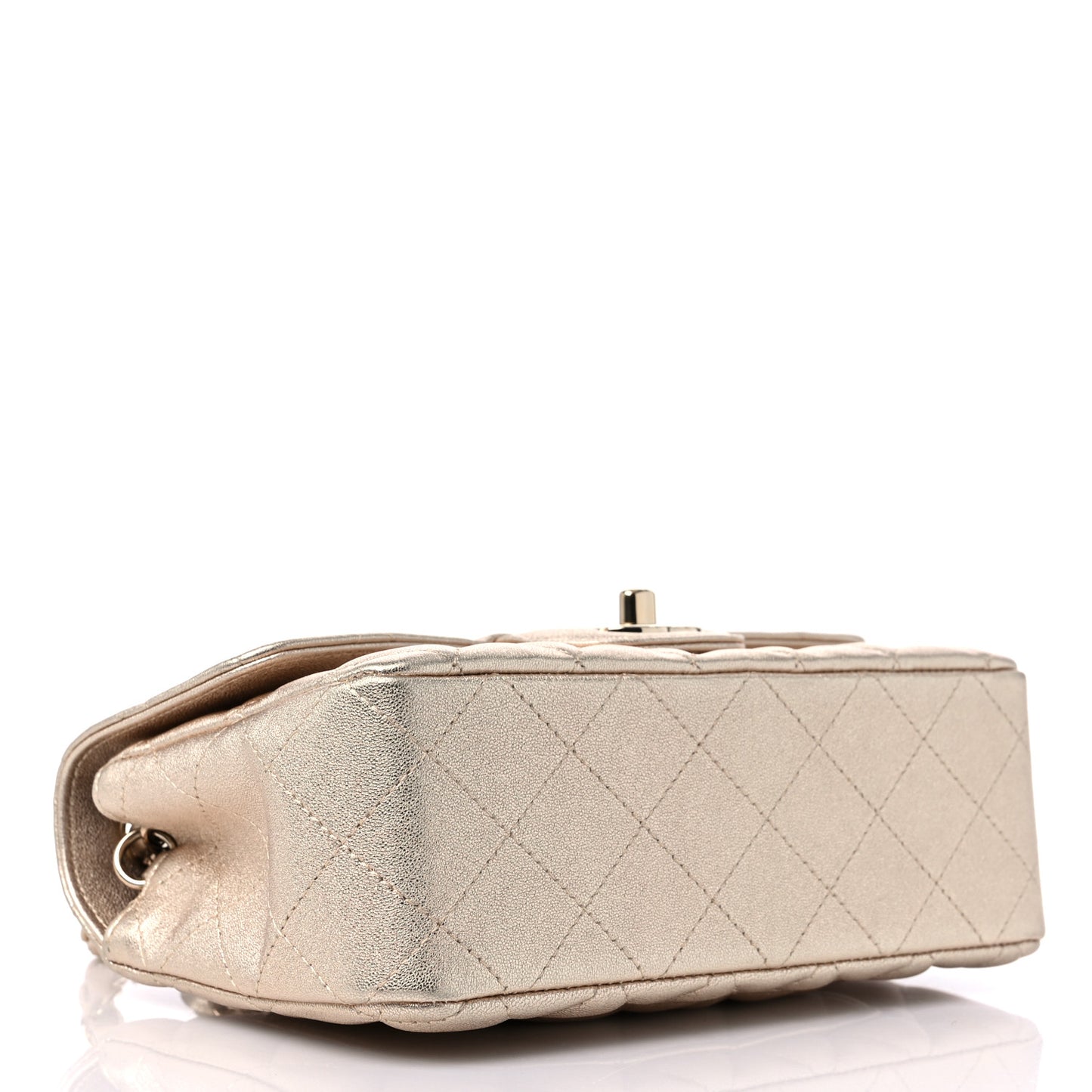 Metallic Lambskin Quilted Mini Rectangular Flap Gold