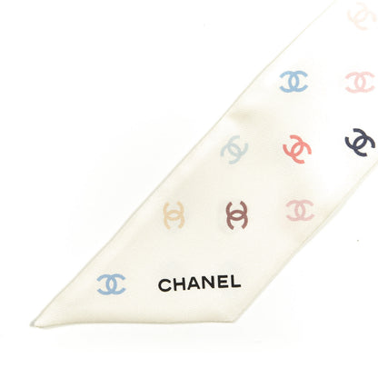 Chanel Silk Heart CC Slim Bandeau Scarf Ivory 2 of 3